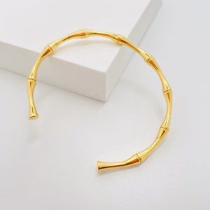 Gold Plated Cuff Bangle Bamboo Design Bracelet